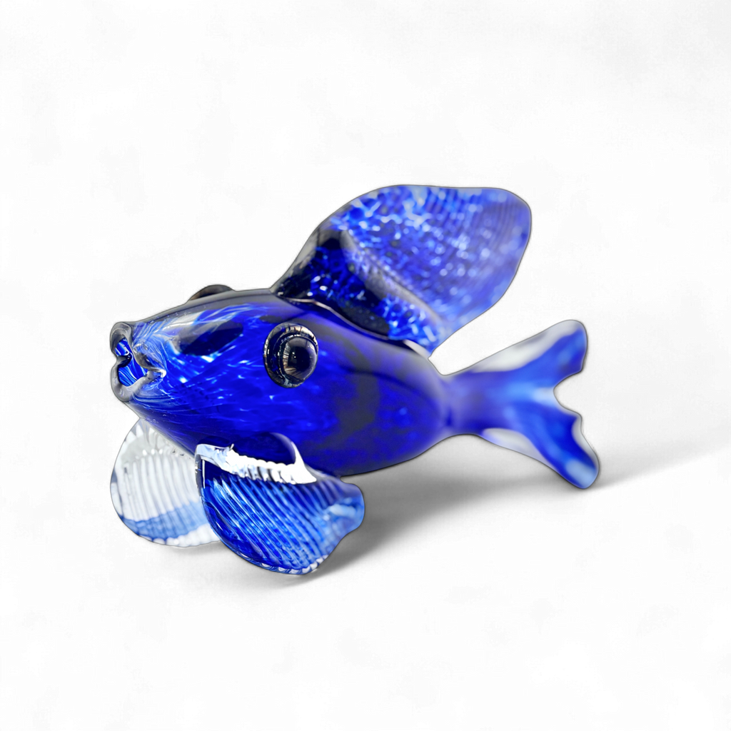 Cobalt Blue Handblown Glass Fish Figurine