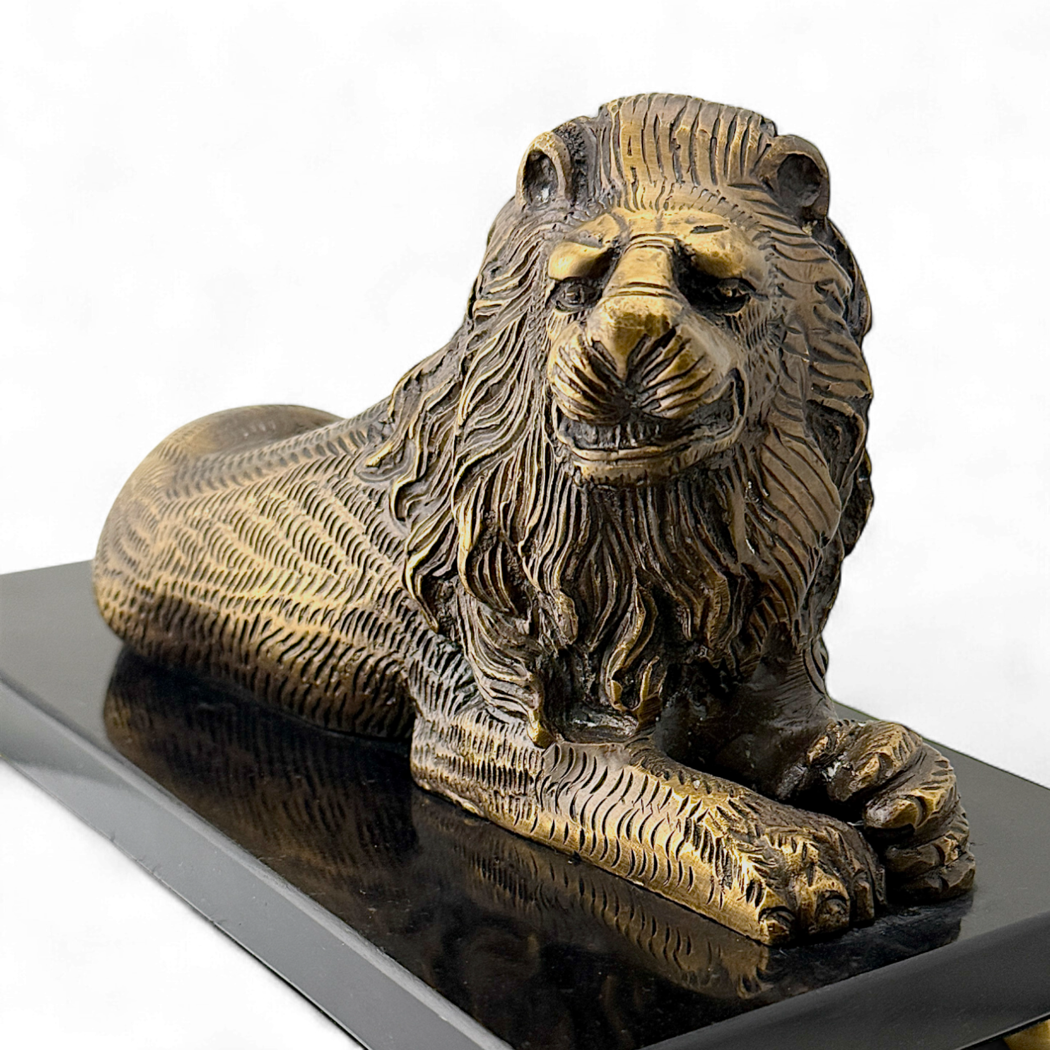 Lion Sculpture – Brass & Marble – Bombay