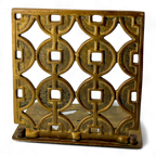 Brass Folding Bookends with Chinese Coin Lattice