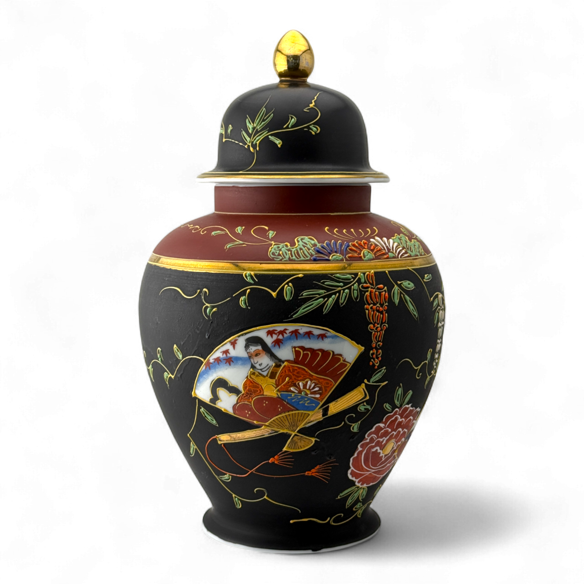 Hand-Painted Porcelain Lidded Jar