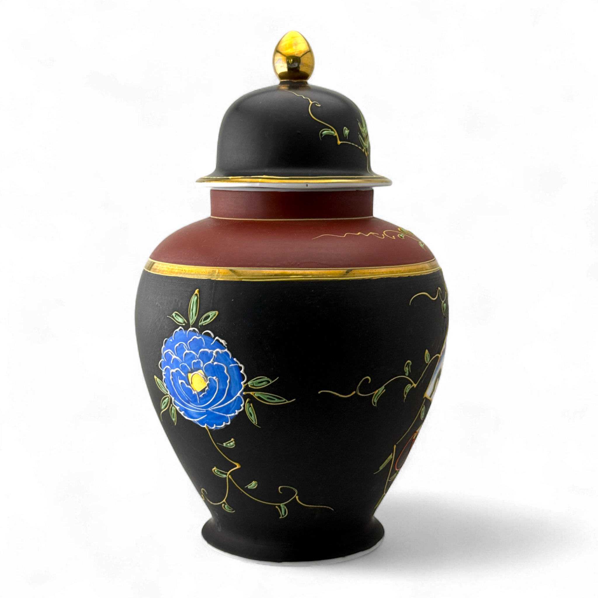 Hand-Painted Porcelain Lidded Jar