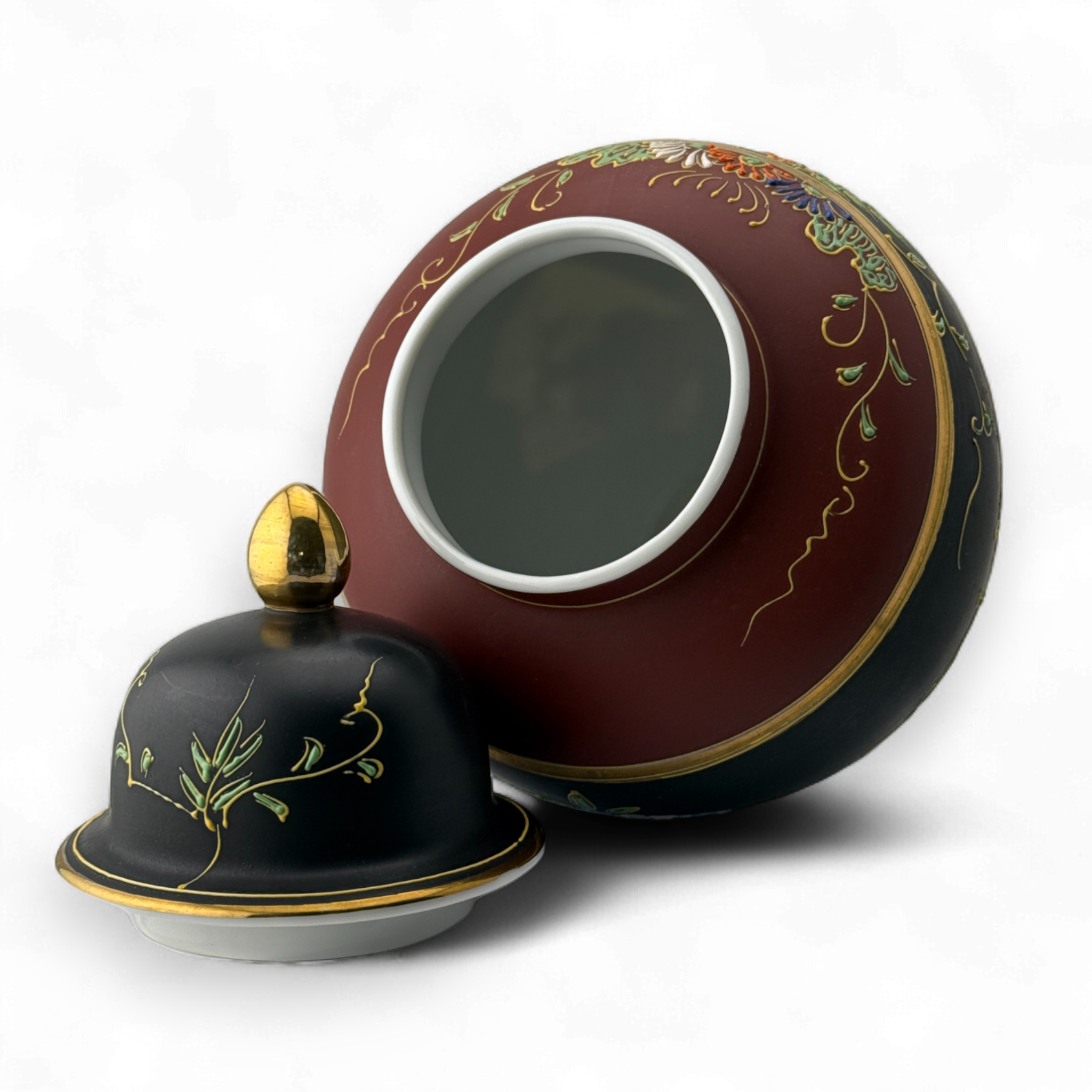 Hand-Painted Porcelain Lidded Jar
