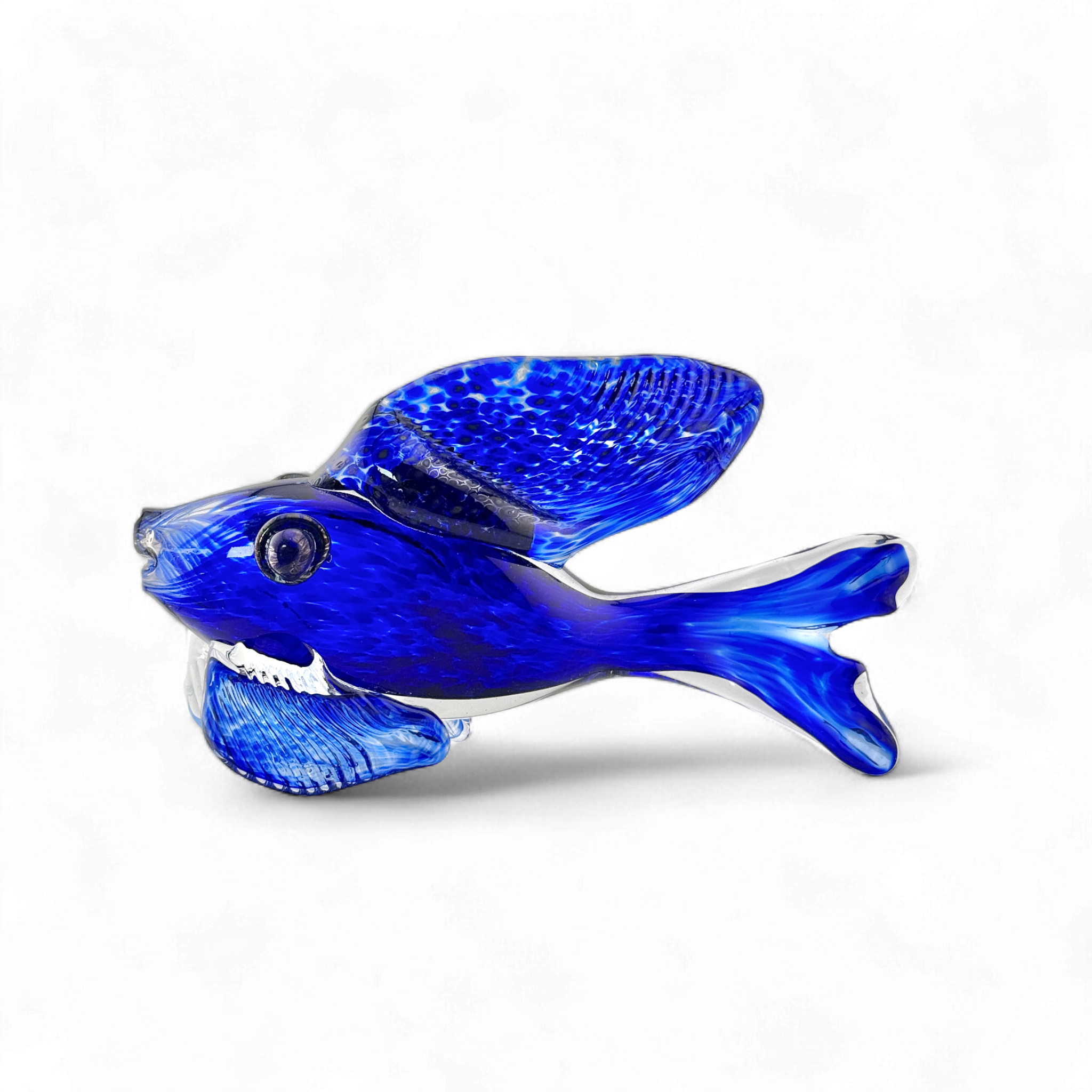 Cobalt Blue Handblown Glass Fish Figurine