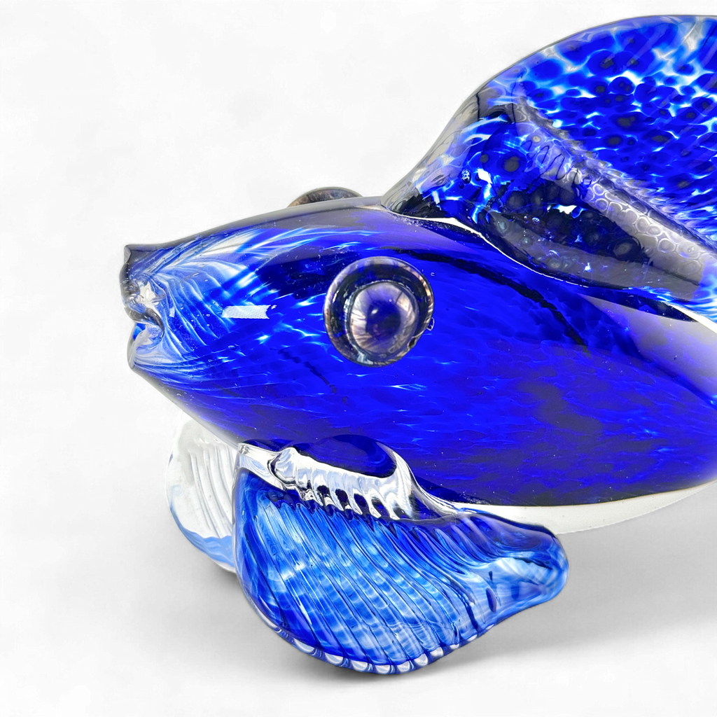 Cobalt Blue Handblown Glass Fish Figurine