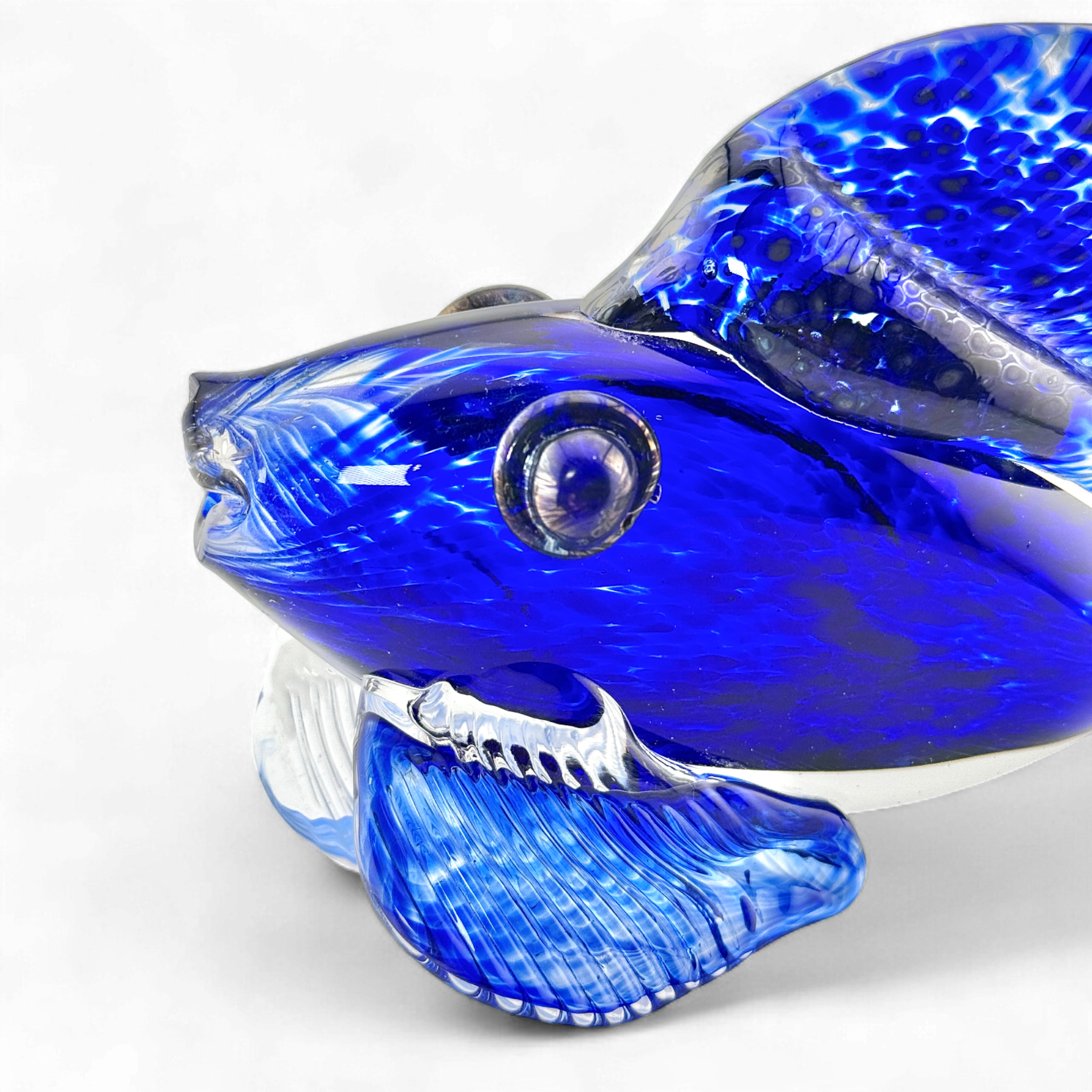 Cobalt Blue Handblown Glass Fish Figurine