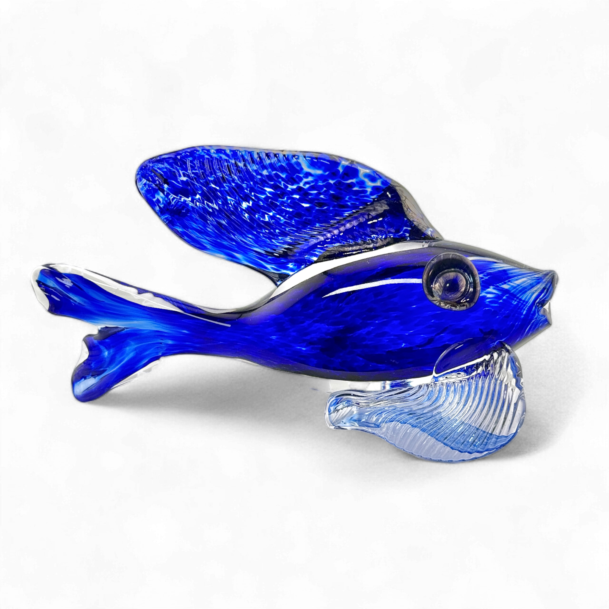 Cobalt Blue Handblown Glass Fish Figurine
