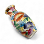 Vintage 1980s Miniature Chinese Hand Painted Porcelain Vase with Gold Rim – 4"