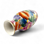Vintage 1980s Miniature Chinese Hand Painted Porcelain Vase with Gold Rim – 4"