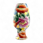 Vintage 1980s Miniature Chinese Hand Painted Porcelain Vase with Gold Rim – 4"