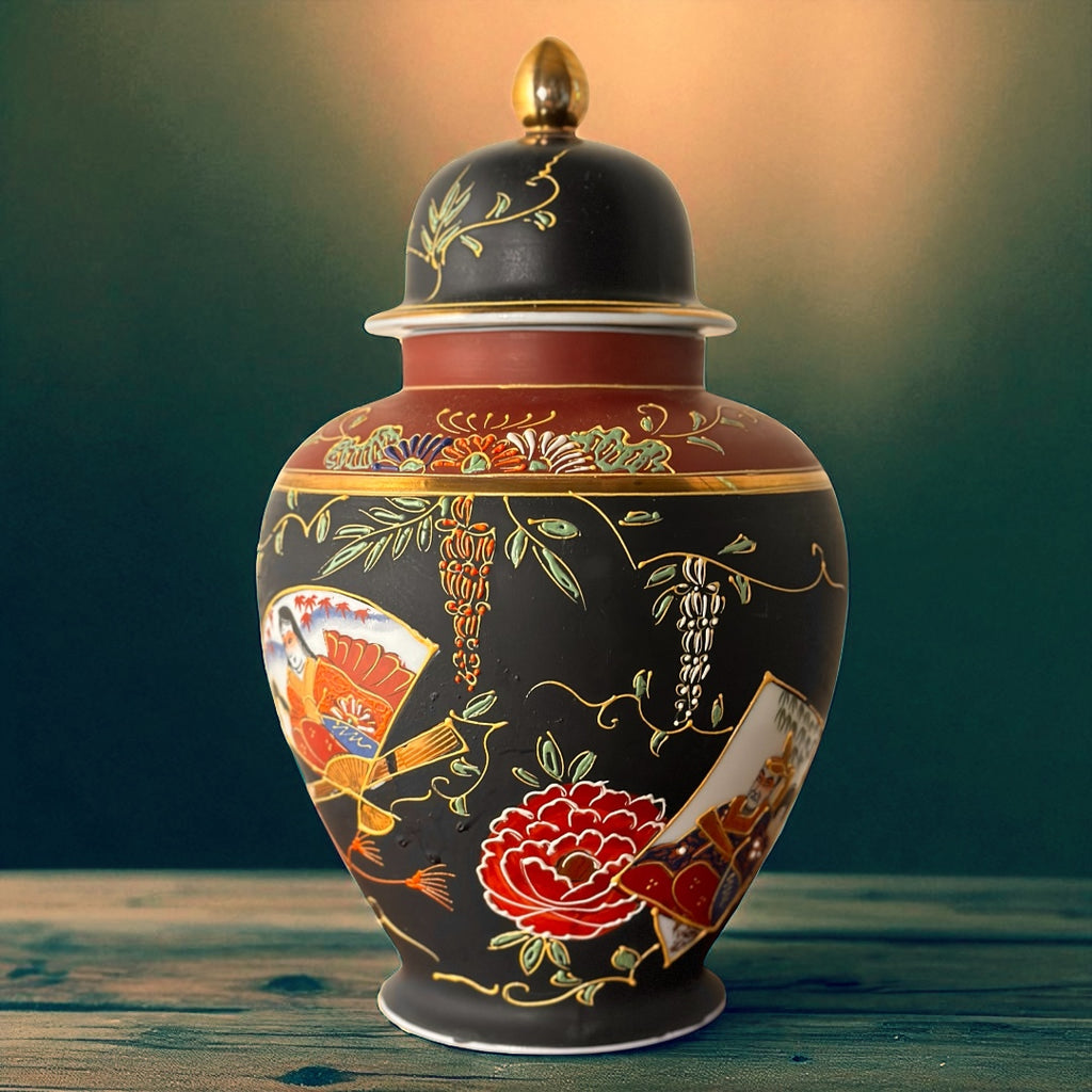 Hand-Painted Porcelain Lidded Jar