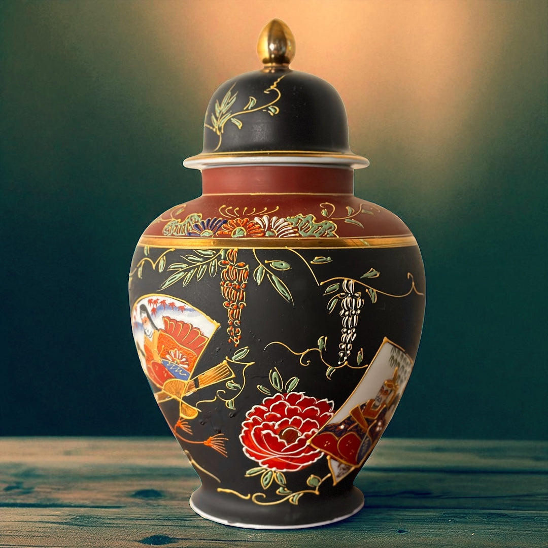 Hand-Painted Porcelain Lidded Jar